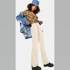 NWOT Free People Cream Corduroy Flare Pants Size Large